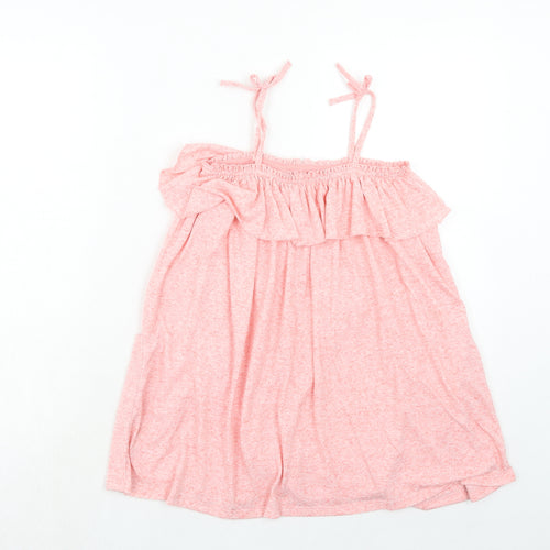 NEXT Girls Pink Polyester Basic Tank Size 7 Years Square Neck Pullover - Ruffles and Pockets
