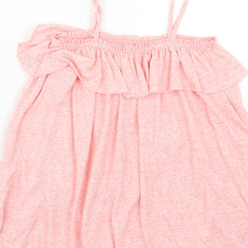 NEXT Girls Pink Polyester Basic Tank Size 7 Years Square Neck Pullover - Ruffles and Pockets