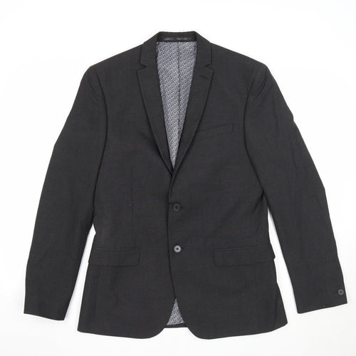 Red Herring Mens Black Polyester Jacket Suit Jacket Size 38 Regular