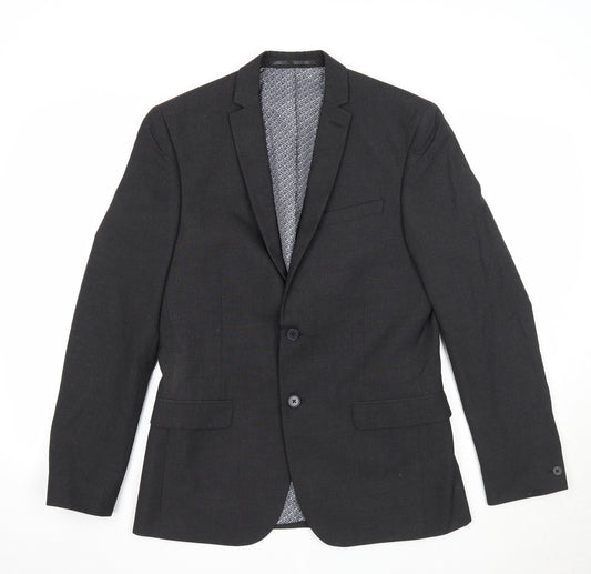 Red Herring Mens Black Polyester Jacket Suit Jacket Size 38 Regular