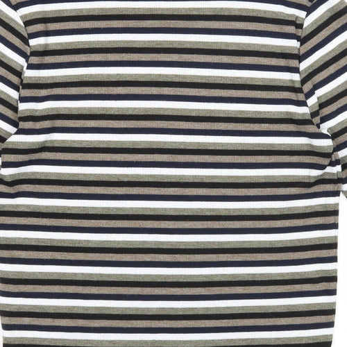 River Island Womens Multicoloured Striped Polyester Basic T-Shirt Size 14 Round Neck