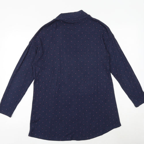 Marks and Spencer Womens Blue Polka Dot Viscose Basic T-Shirt Size 12 Mock Neck