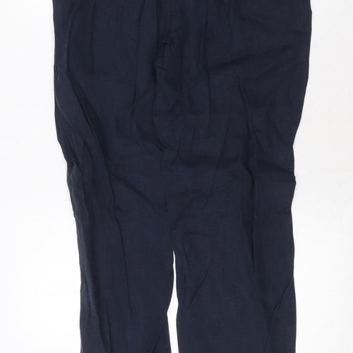 Falmers Heritage Womens Blue Linen Trousers Size 12 Regular Zip