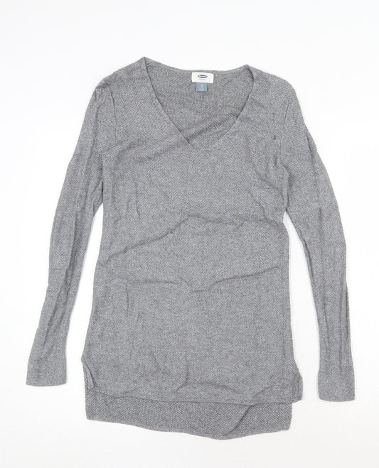 Old Navy Womens Grey V-Neck Cotton Pullover Jumper Size XS