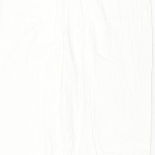 Debenhams Womens White Linen Trousers Size 16 Regular Zip