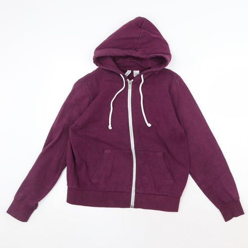H&M Womens Purple Cotton Full Zip Hoodie Size S Zip