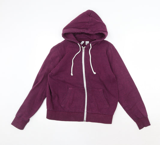 H&M Womens Purple Cotton Full Zip Hoodie Size S Zip