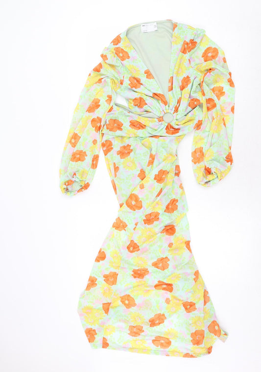 ASOS Womens Multicoloured Floral Polyester Maxi Size 8 V-Neck Pullover