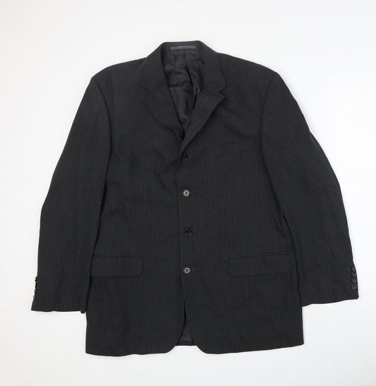 Jonathan Adams Mens Grey Striped Viscose Jacket Suit Jacket Size 42 Regular