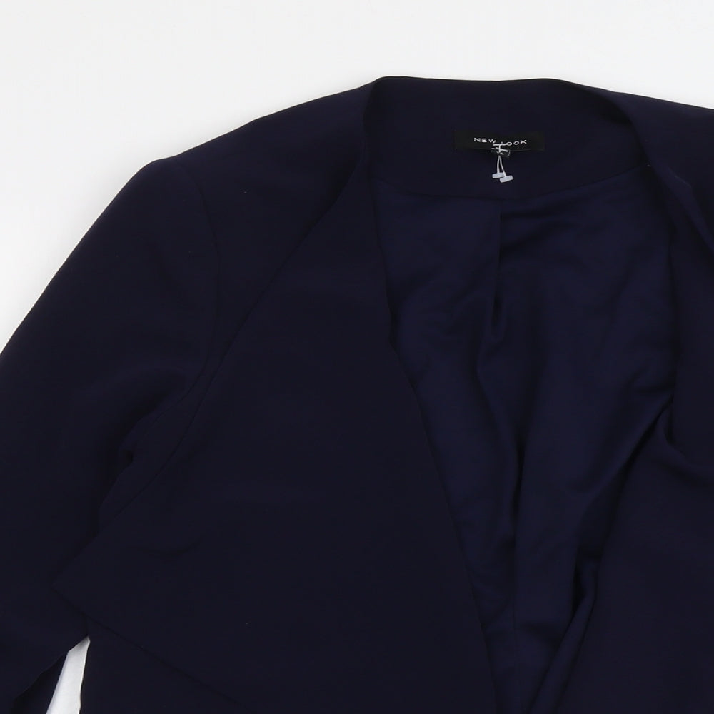 New Look Womens Blue Herringbone Polyester Jacket Blazer Size 14