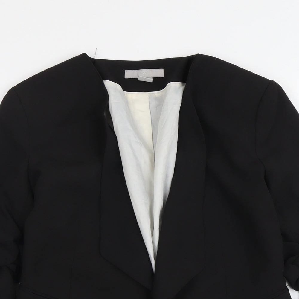 H&M Womens Black Polyester Jacket Blazer Size 10 - Open Style