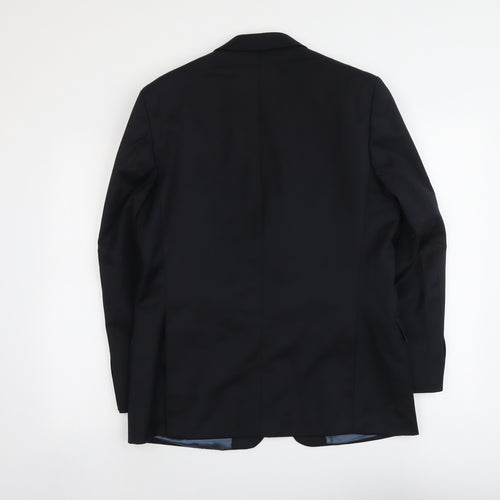 Debenhams Mens Black Wool Jacket Blazer Size 38 Regular