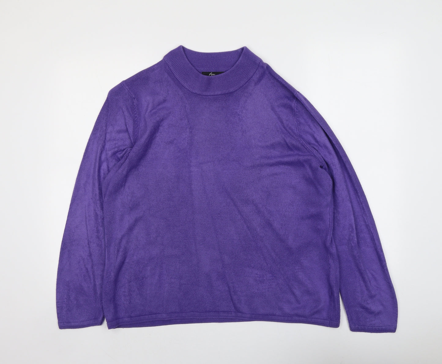 Bonmarché Womens Purple Mock Neck Acrylic Pullover Jumper Size L