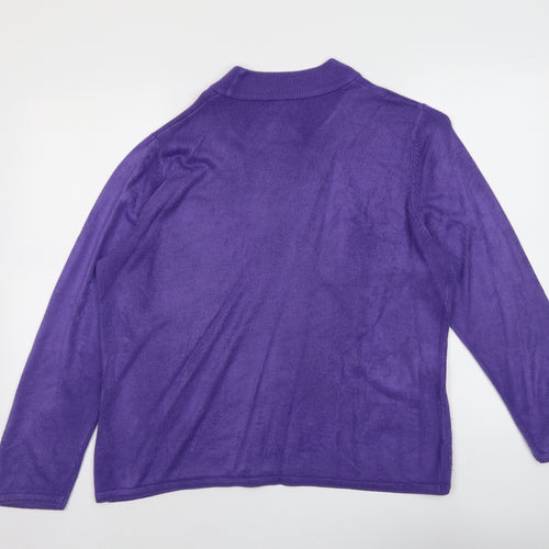 Bonmarché Womens Purple Mock Neck Acrylic Pullover Jumper Size L