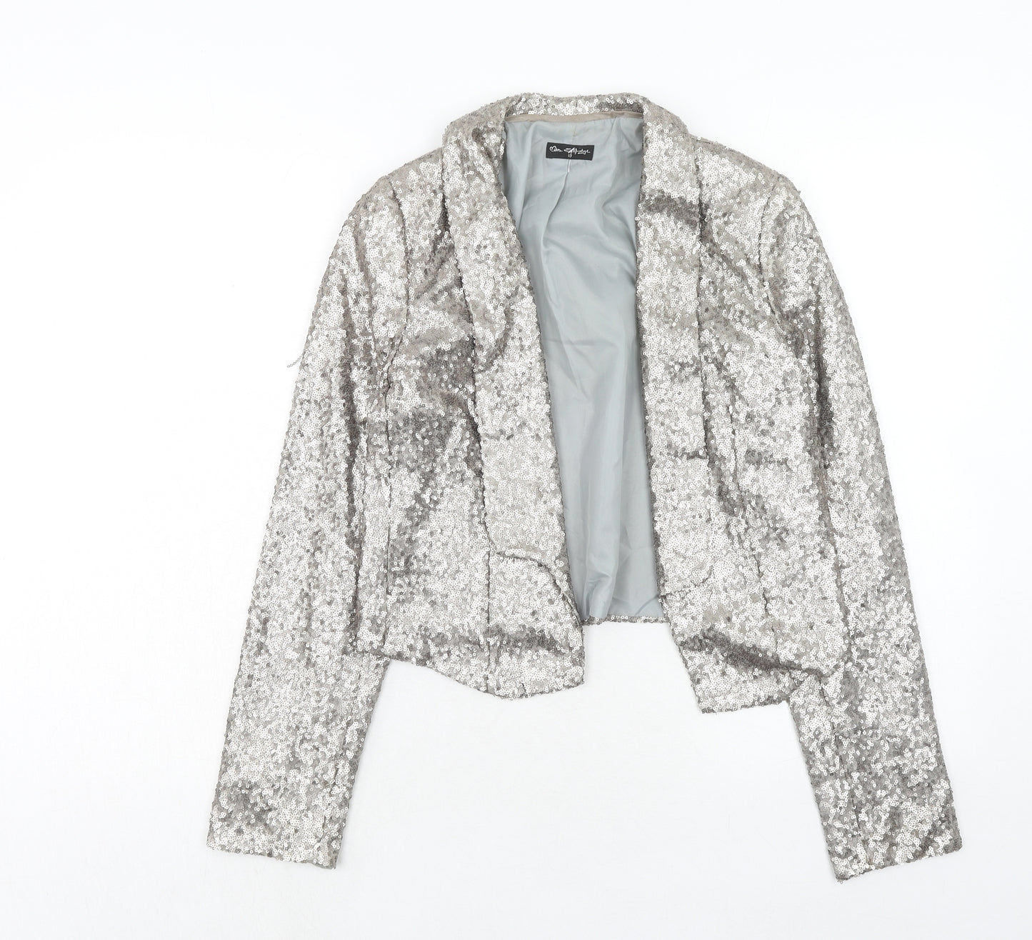 Miss Selfridge Womens Silver Polyester Jacket Blazer Size 10 - Sparkly, Sequins