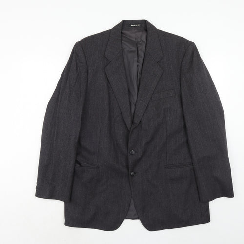 St.Michael Mens Grey Striped Wool Jacket Suit Jacket Size 42 Regular