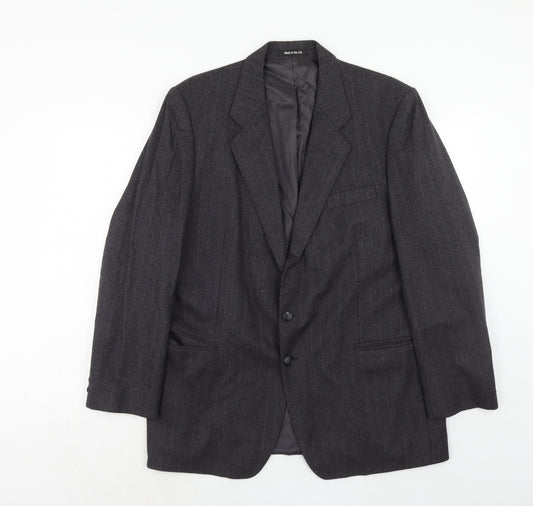 St.Michael Mens Grey Striped Wool Jacket Suit Jacket Size 42 Regular