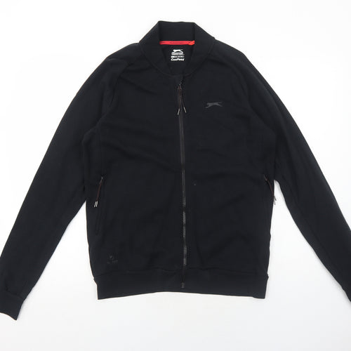 Slazenger Womens Black Cotton Full Zip Sweatshirt Size 12 Zip - Logo Zipped Pockets