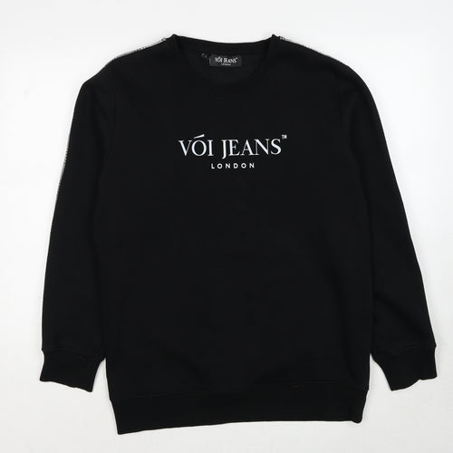 Voi Jeans Mens Black Cotton Pullover Sweatshirt Size L