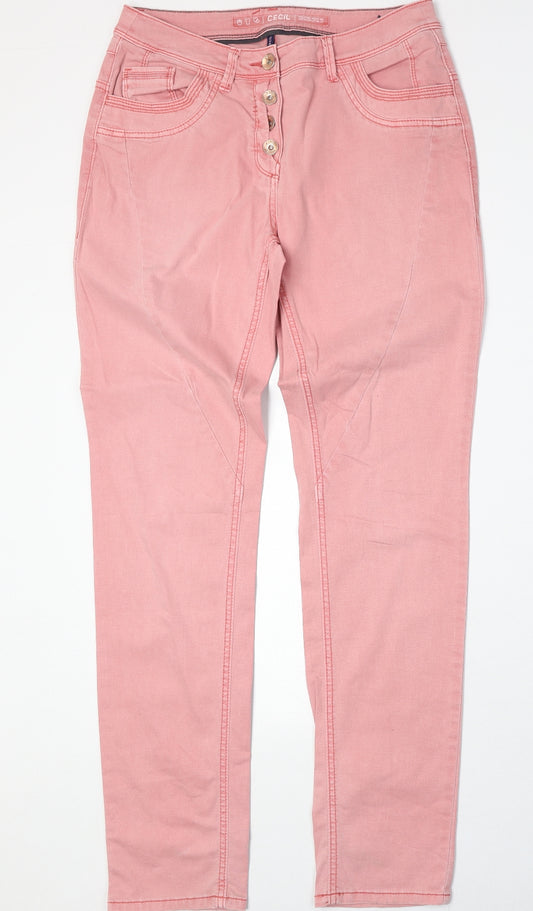 Cecil Womens Pink Cotton Skinny Jeans Size 28 in Regular Button