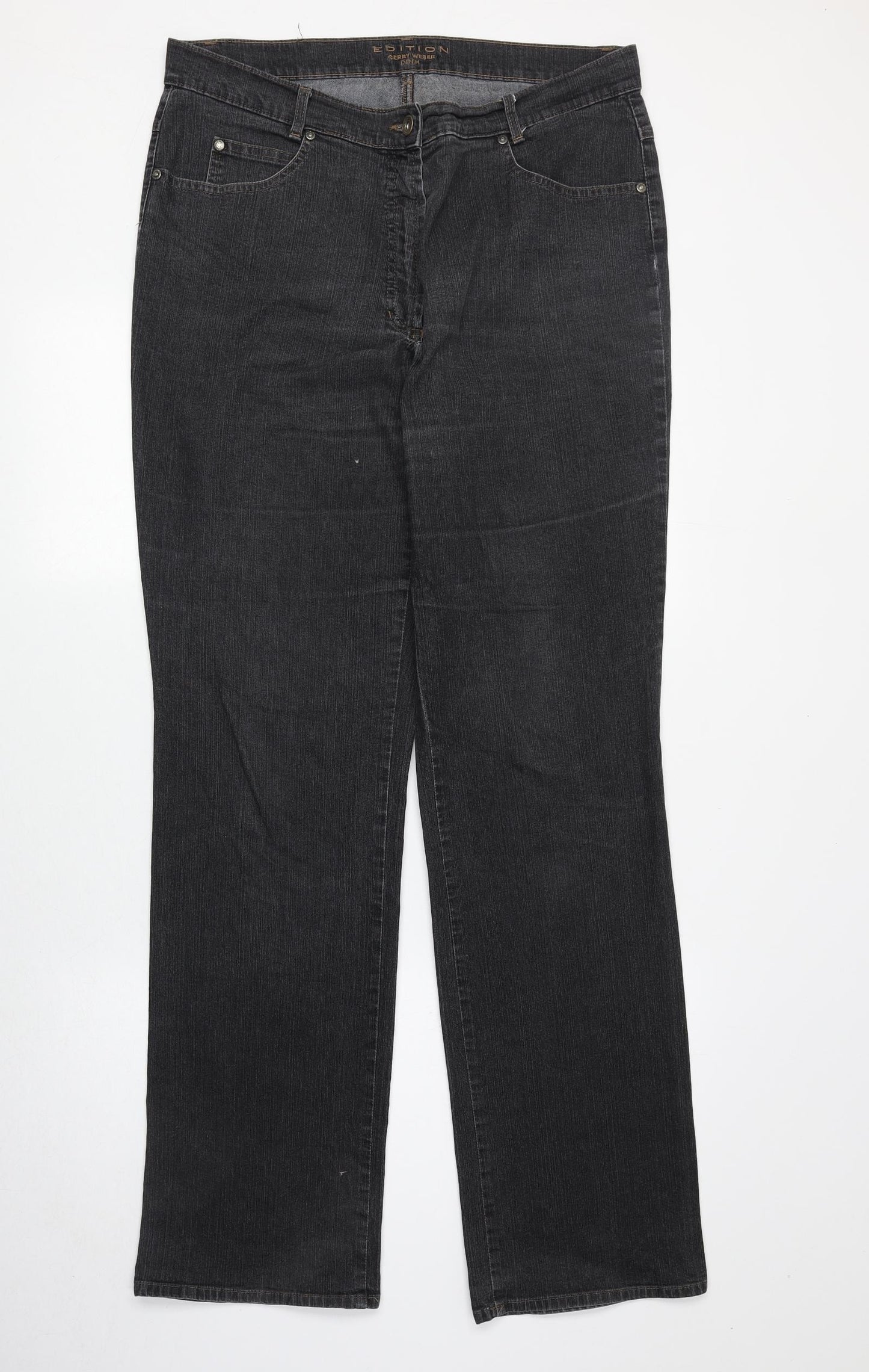 Gerry Weber Womens Grey Cotton Straight Jeans Size 34 in Regular Zip