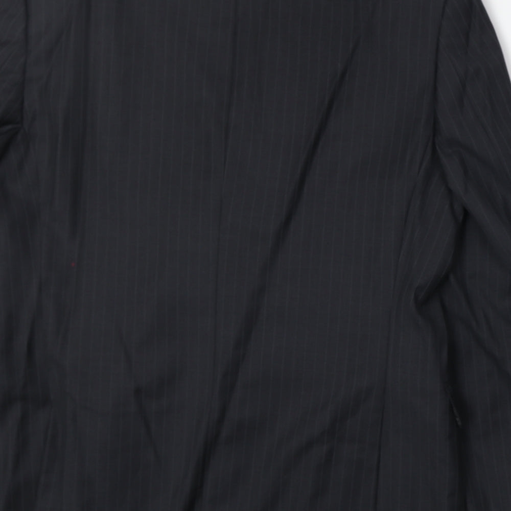 Marks and Spencer Mens Black Striped Wool Jacket Suit Jacket Size 40 Regular