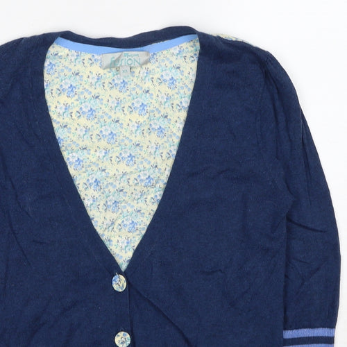 Monsoon Womens Blue V-Neck Cotton Cardigan Jumper Size XS Button