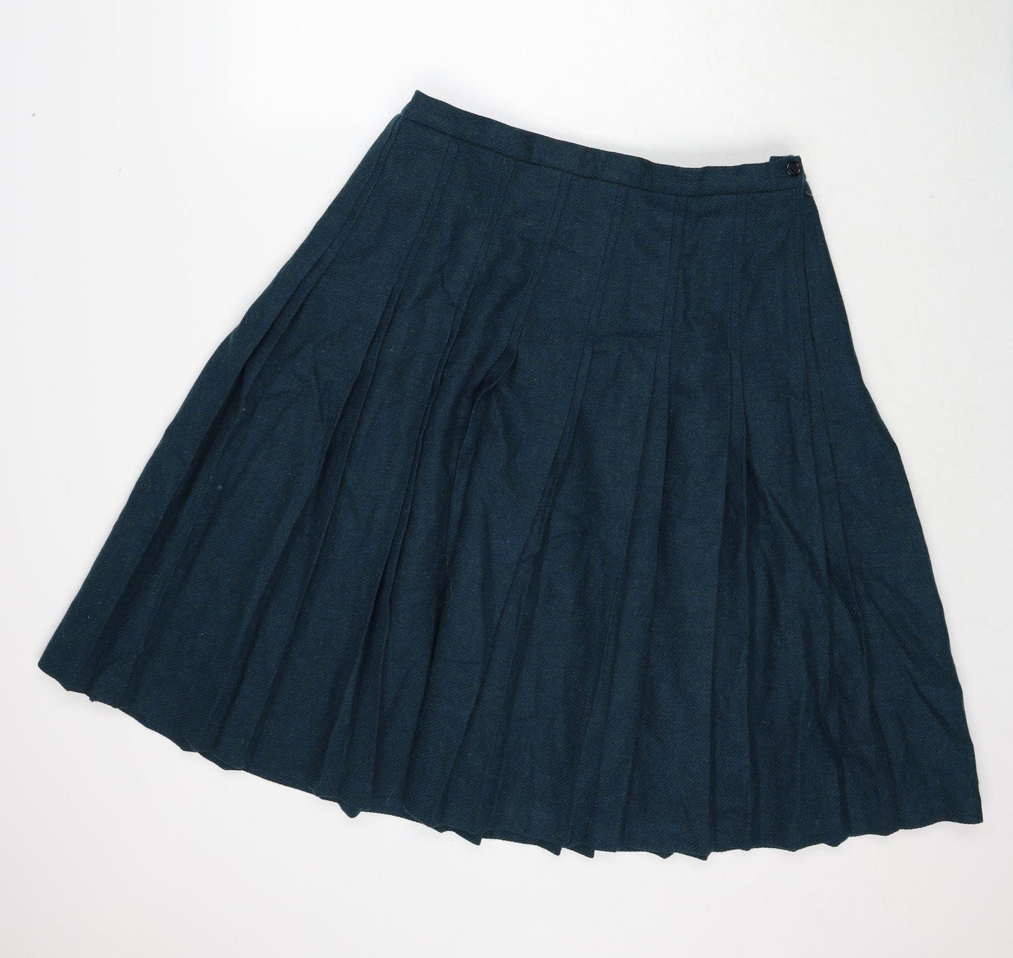 Country Collection Womens Blue Wool Pleated Skirt Size 18 Zip