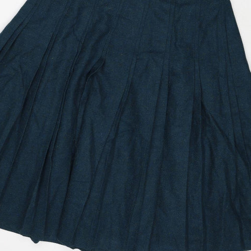 Country Collection Womens Blue Wool Pleated Skirt Size 18 Zip