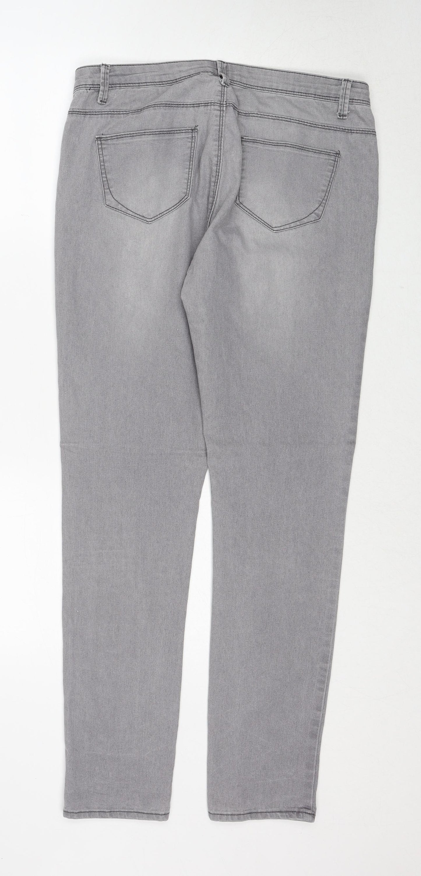 Denim & Co. Womens Grey Cotton Skinny Jeans Size 12 Regular Zip