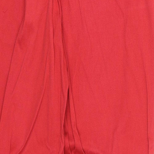 NEXT Womens Red Cotton Trousers Size 10 Regular Zip