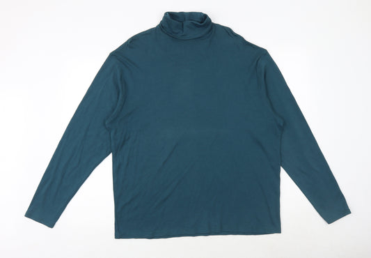 James Pringle Mens Green Cotton T-Shirt Size XL High Neck