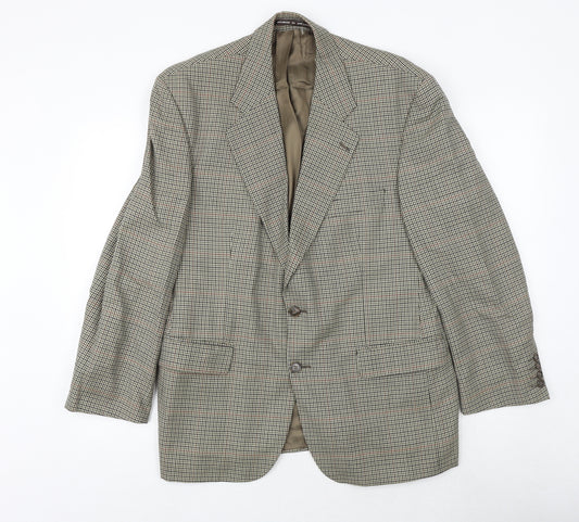 centaur Mens Brown Geometric Wool Jacket Blazer Size 42 Regular