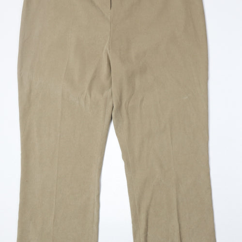 Sarah Hamilton Womens Beige Polyester Trousers Size 20 Regular Zip