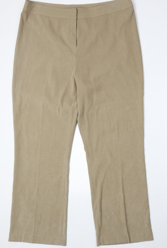 Sarah Hamilton Womens Beige Polyester Trousers Size 20 Regular Zip