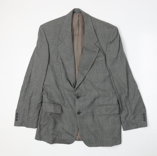 The British Tailor Mens Grey Plaid Wool Jacket Suit Jacket Size 40 Regular