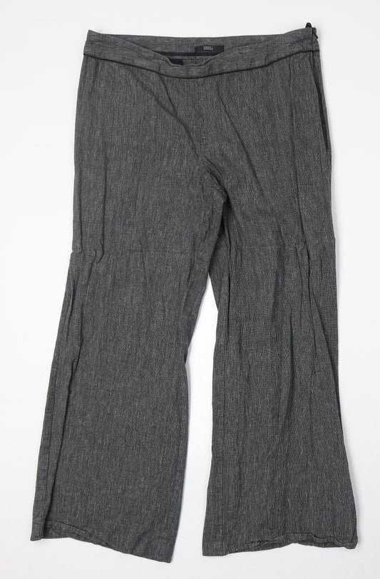 Marks and Spencer Womens Grey Cotton Dress Pants Trousers Size 16 Regular Zip