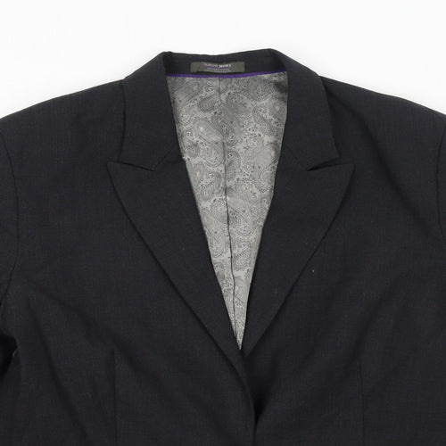 Simon Jersey Womens Grey Polyester Jacket Suit Jacket Size 16 Button