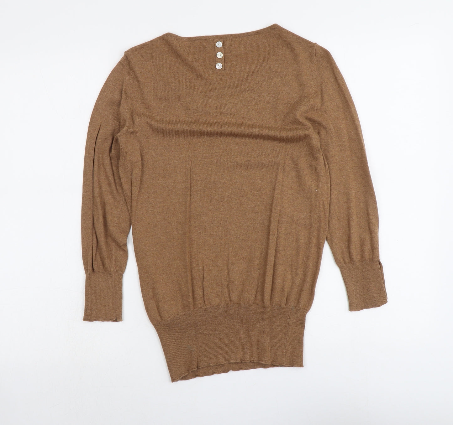 NEXT Womens Brown Boat Neck Cotton Pullover Jumper Size 8