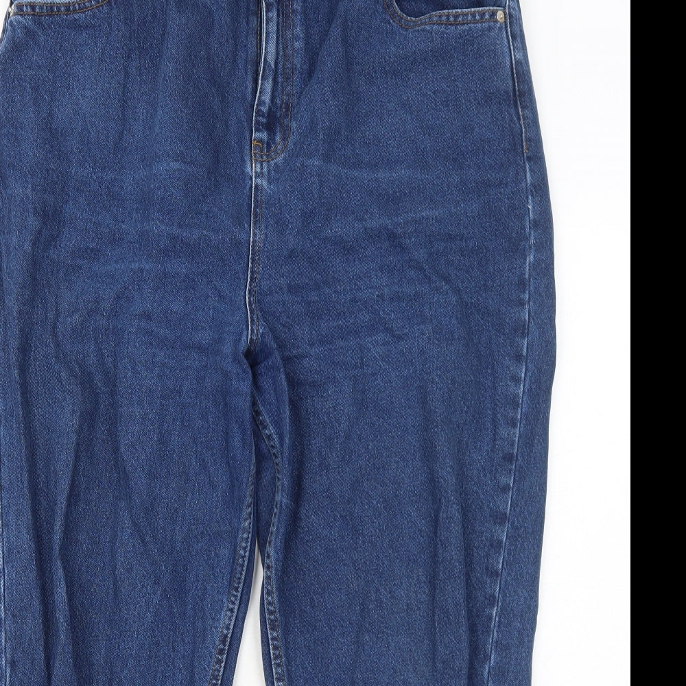 ASOS Womens Blue Cotton Boyfriend Jeans Size 34 in L30 in Regular Zip - Raw hems