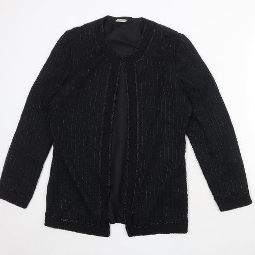 Canada Womens Black Polyester Jacket Blazer Size 10 - Beaded