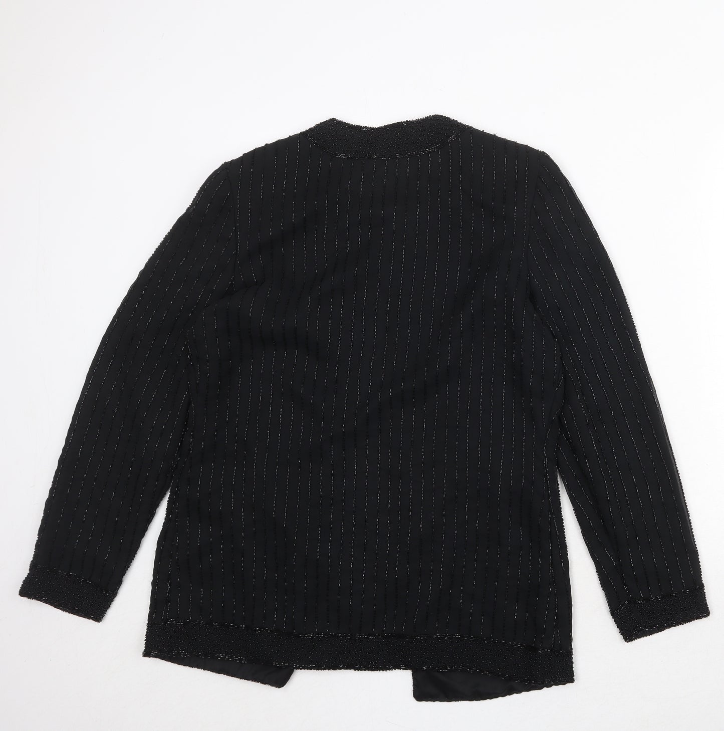 Canada Womens Black Polyester Jacket Blazer Size 10 - Beaded