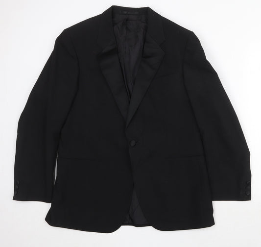 Simon Mens Black Wool Tuxedo Suit Jacket Size 40 Regular