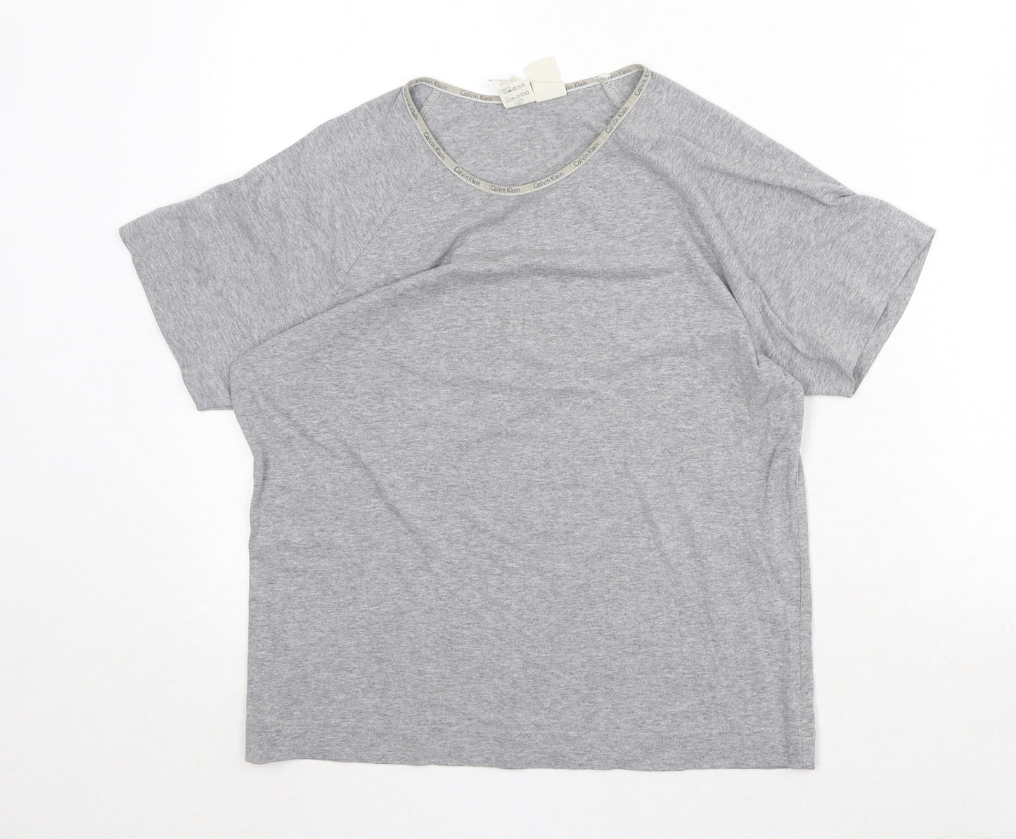 Calvin Klein Womens Grey Cotton Basic T-Shirt Size S Crew Neck