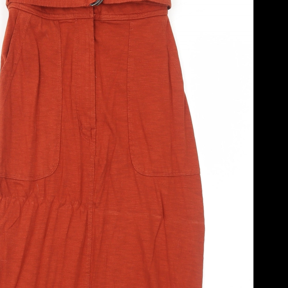 NEXT Womens Orange Cotton Straight & Pencil Skirt Size 10 Zip