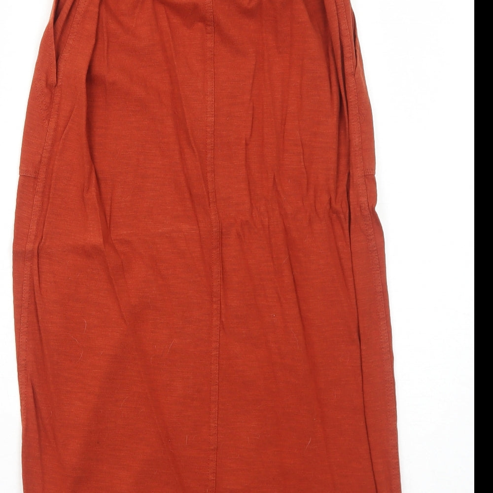 NEXT Womens Orange Cotton Straight & Pencil Skirt Size 10 Zip