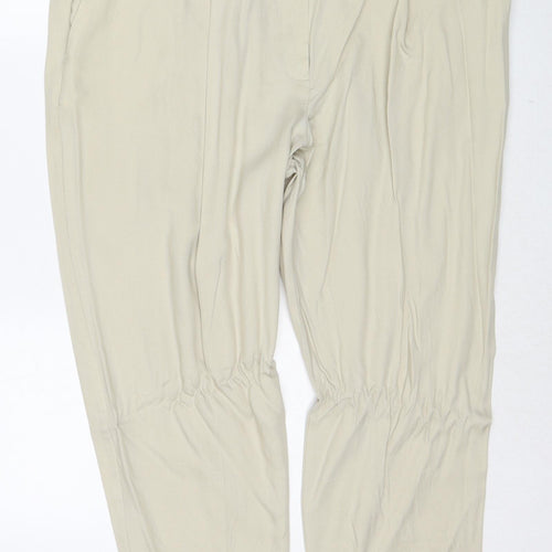 Marks and Spencer Womens Beige Lyocell Trousers Size 20 Regular Zip