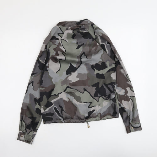 River Island Womens Grey Camouflage Polyester Bomber Jacket Jacket Size 6 Zip