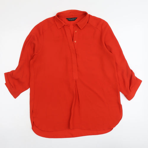 Dorothy Perkins Womens Red Polyester Basic Blouse Size 10 Collared