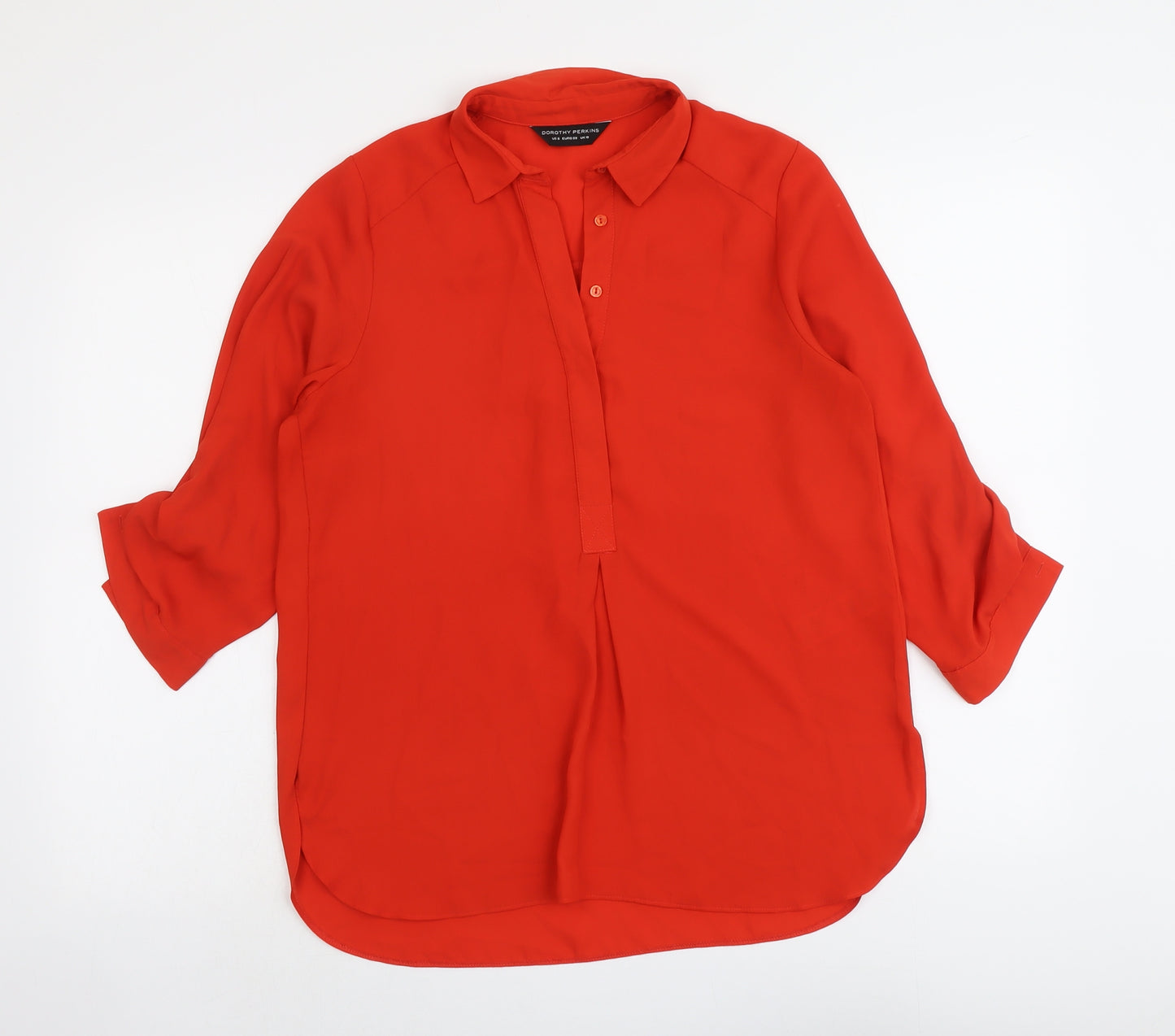 Dorothy Perkins Womens Red Polyester Basic Blouse Size 10 Collared